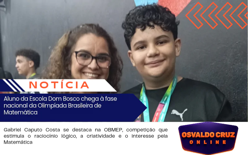 Aluno da Escola Dom Bosco chega à fase nacional da Olimpíada Brasileira de Matemática